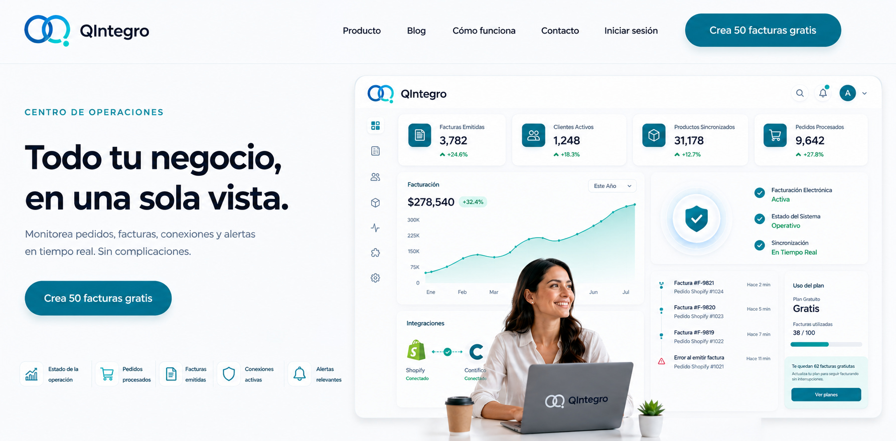 Vista del Centro de Operaciones de QIntegro para monitorear la automatización